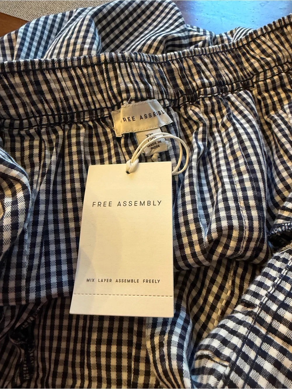 Free Assembly Gingham Black and White Maxi Skirt with Pockets NWT
